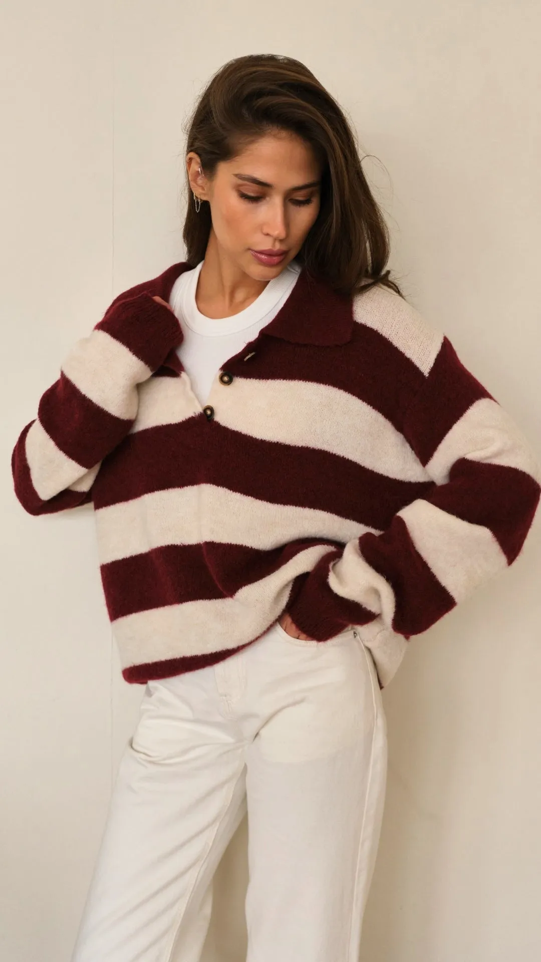ARLO SWEATER - RUBY BEIGE STRIPES
