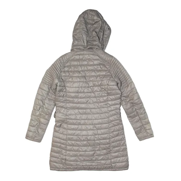 BARBOUR International Endo Baffle Fibre Down Black Streak Quilted Coat Grey Womens UK 10
