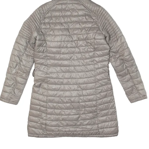 BARBOUR International Endo Baffle Fibre Down Black Streak Quilted Coat Grey Womens UK 10