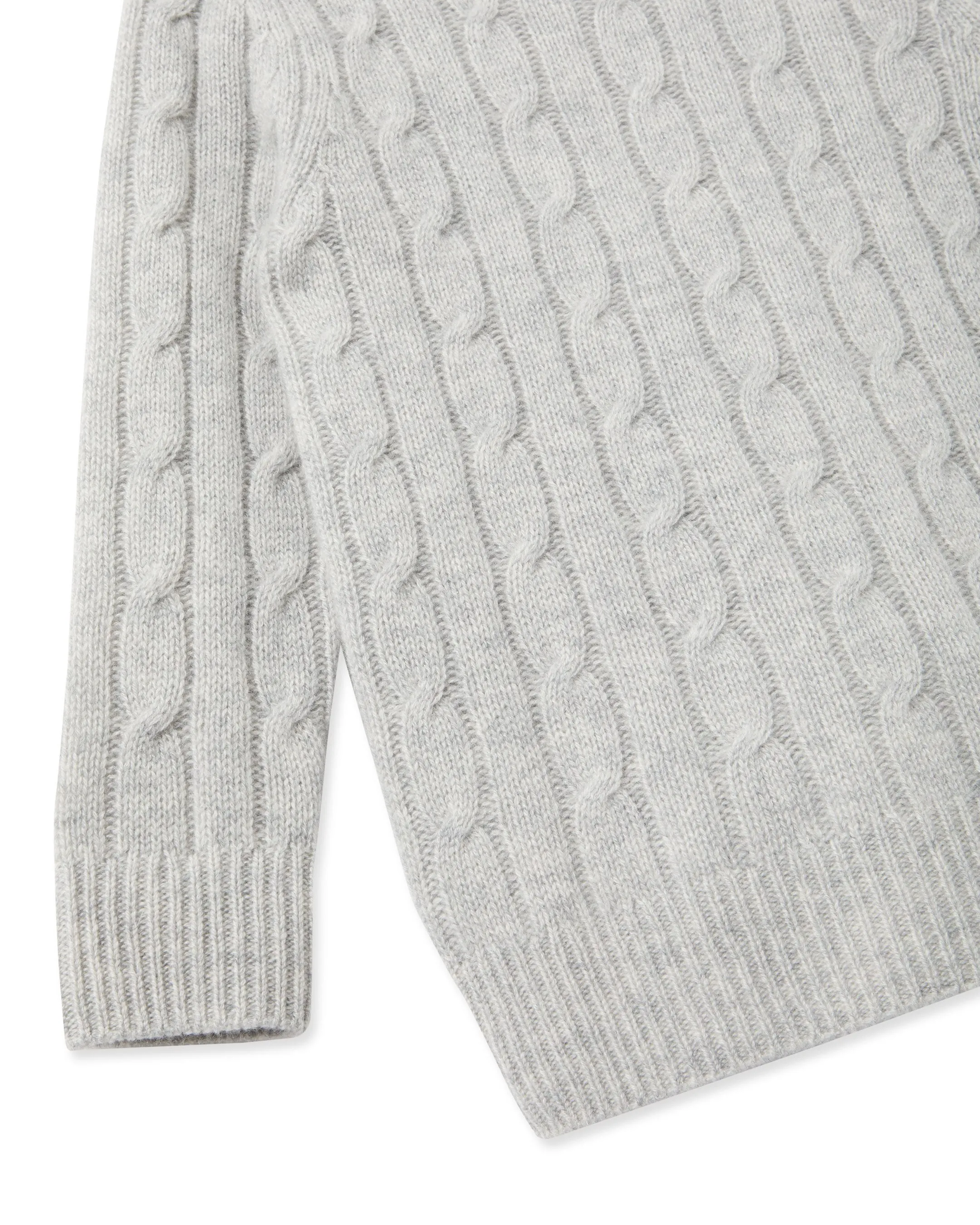 Boys Cable Turtle Neck Cashmere Sweater Fumo Grey