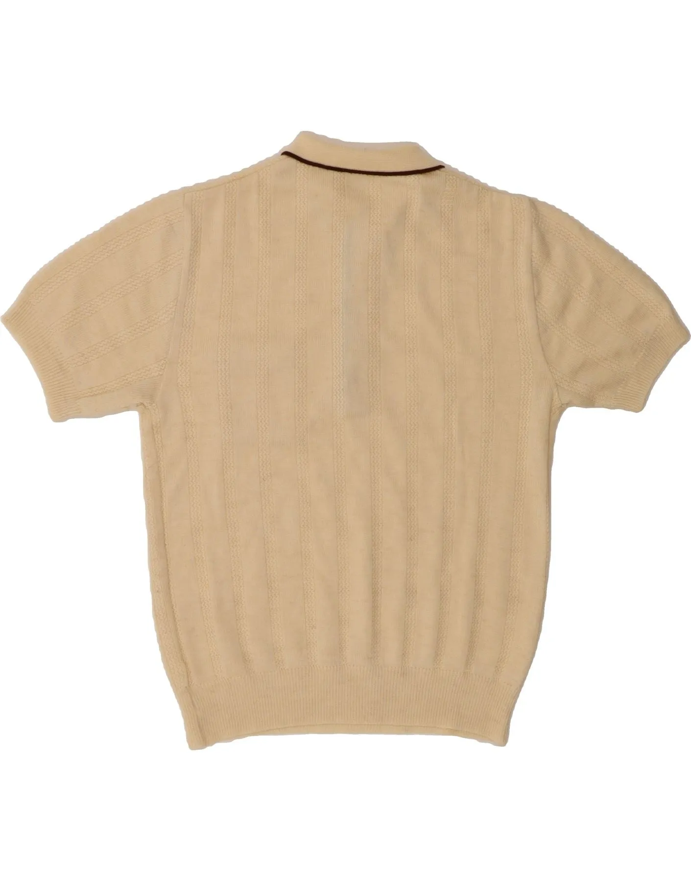 C & A Womens Short Sleeve Polo Neck Jumper Sweater UK 16 Large Beige
