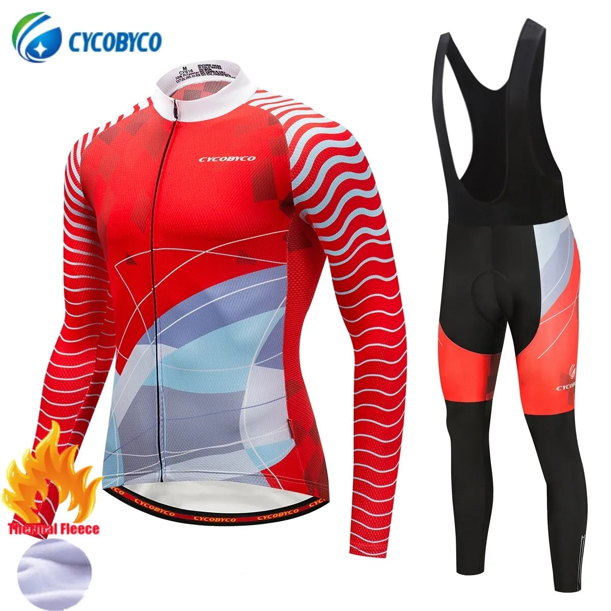 Cycobyco Winter Thermal Fleece Cycling Jersey Bike Clothes Wear Bicycle Clothing Set Long Sleeve Maillot Ropa Ciclismo Invierno
