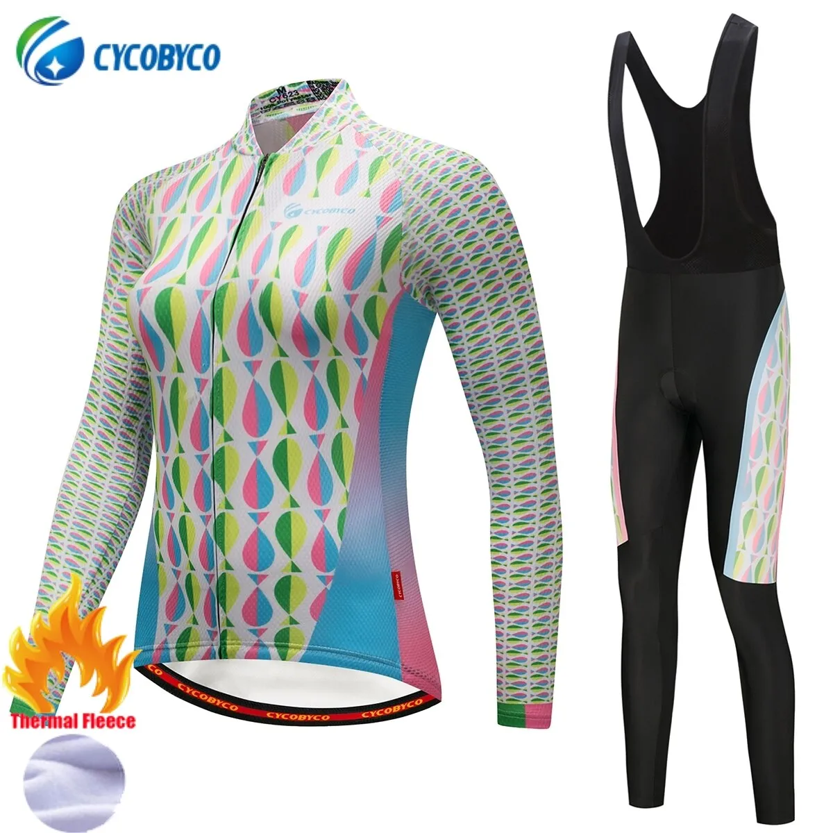 Cycobyco Winter Thermal Fleece Women Cycling Jerseys Mountain Bike Bicycle Uniform Long Sleeve Cycling Clothing Best Gel Pad