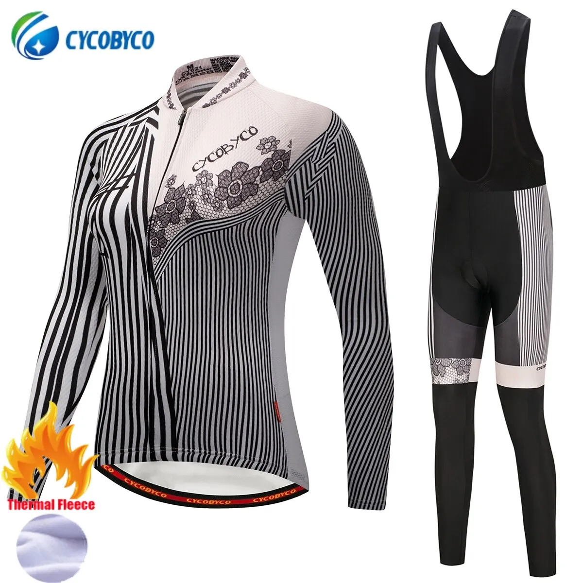 Cycobyco Winter Thermal Fleece Women Cycling Jerseys Mountain Bike Bicycle Uniform Long Sleeve Cycling Clothing Best Gel Pad