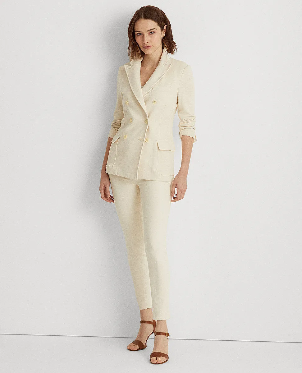 Double-Breasted French Terry Blazer In Cream