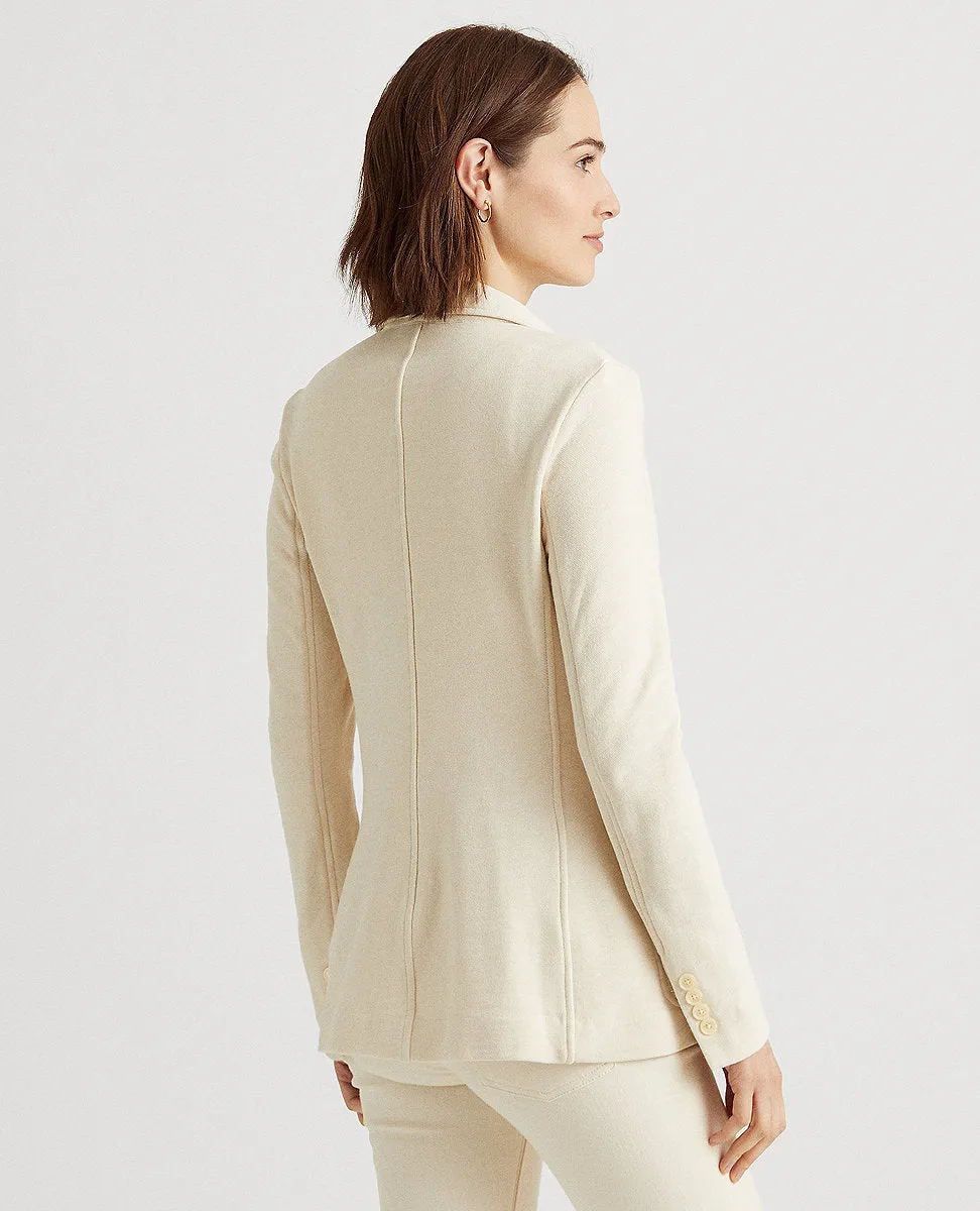 Double-Breasted French Terry Blazer In Cream