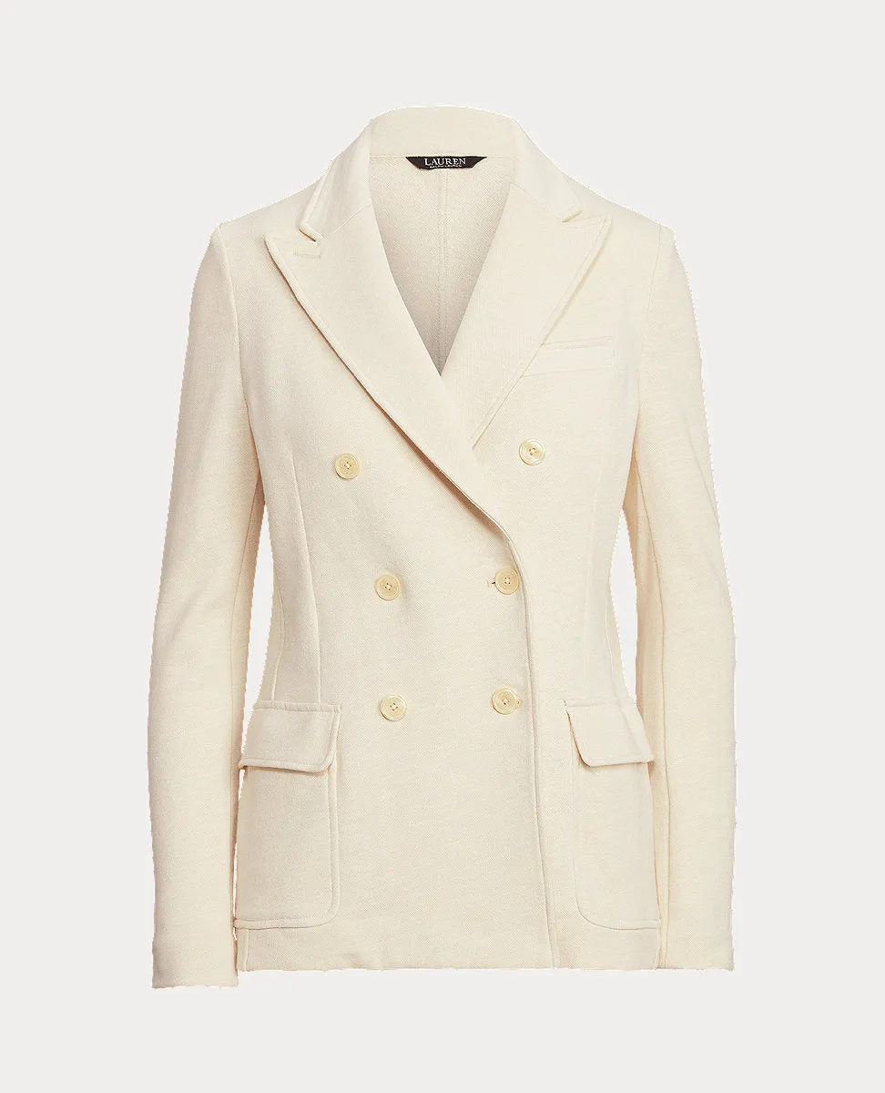 Double-Breasted French Terry Blazer In Cream