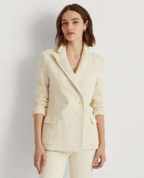 Double-Breasted French Terry Blazer In Cream