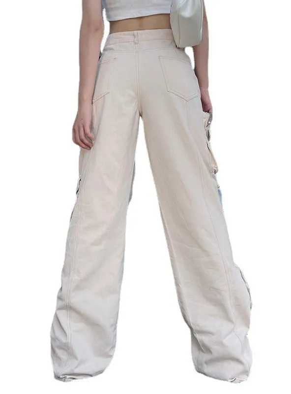 High Waisted Overalls Pleated Ribbon Pant