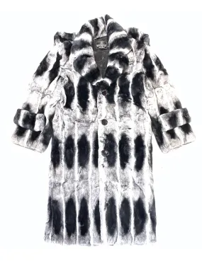Kashani Men's Full Length Rex Rabbit Chinchilla Trench Fur Coat
