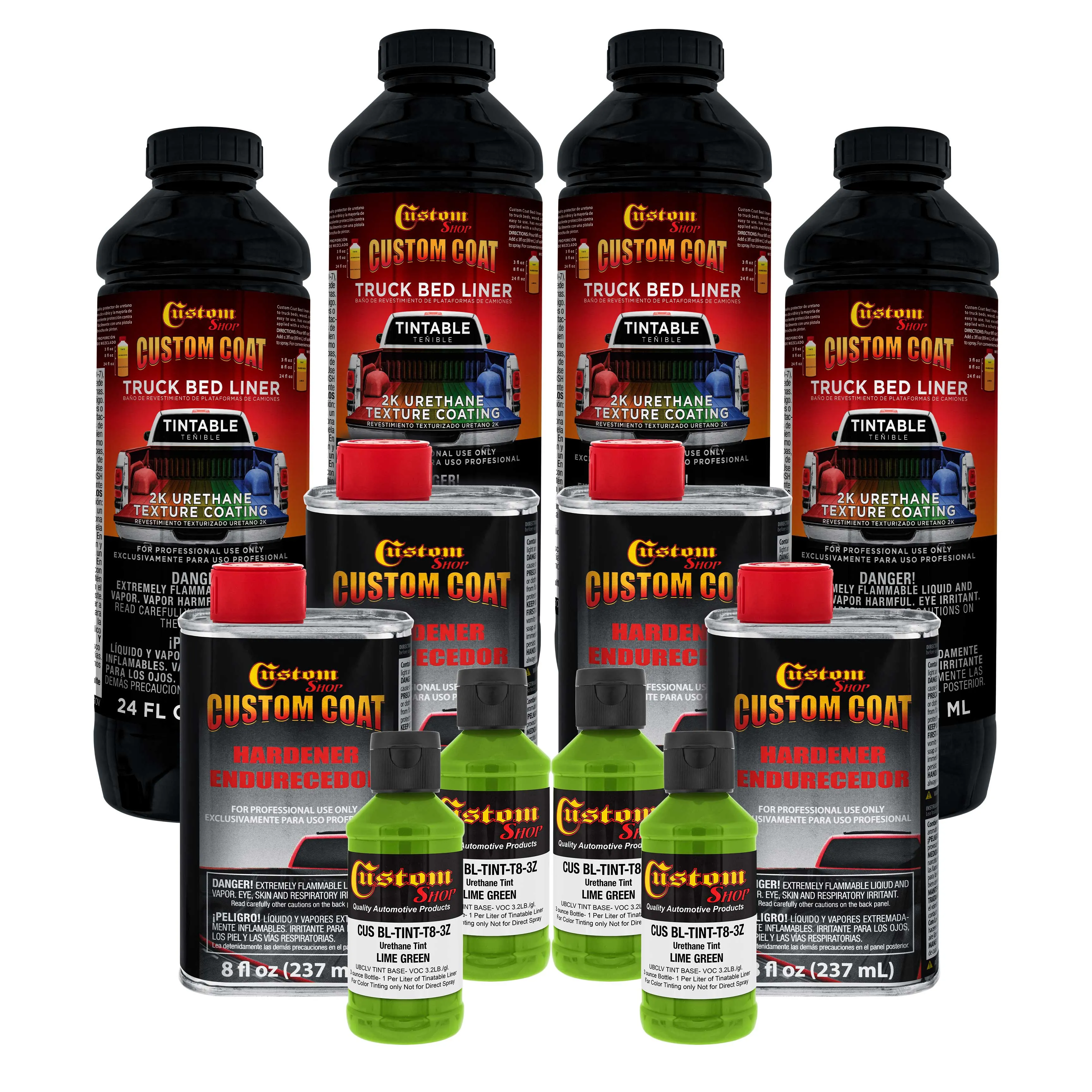 Lime Green 1 Gallon Urethane Spray-On Truck Bed Liner Kit -Easy Mixing, Just Shake, Shoot - Professional Durable Textured Protective Coating
