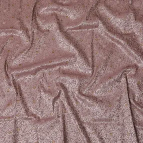 Mauve Majesty Brocade Fabric – Golden Ornamental Elegance-D19052