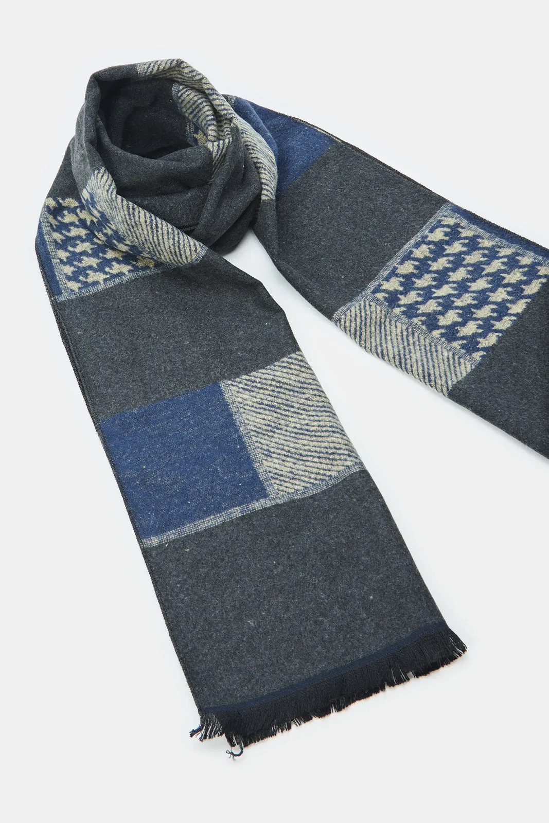 Men Grey And Navy Weighted Scarf