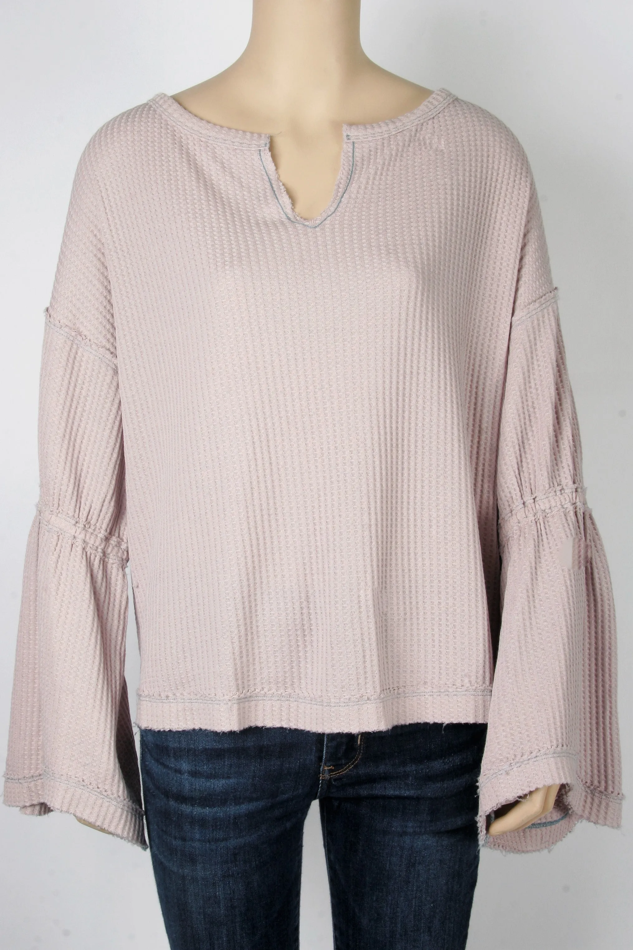 NWT Free People We The Free "Dahlia" Long Sleeve Lilac Gray Thermal-Size Medium