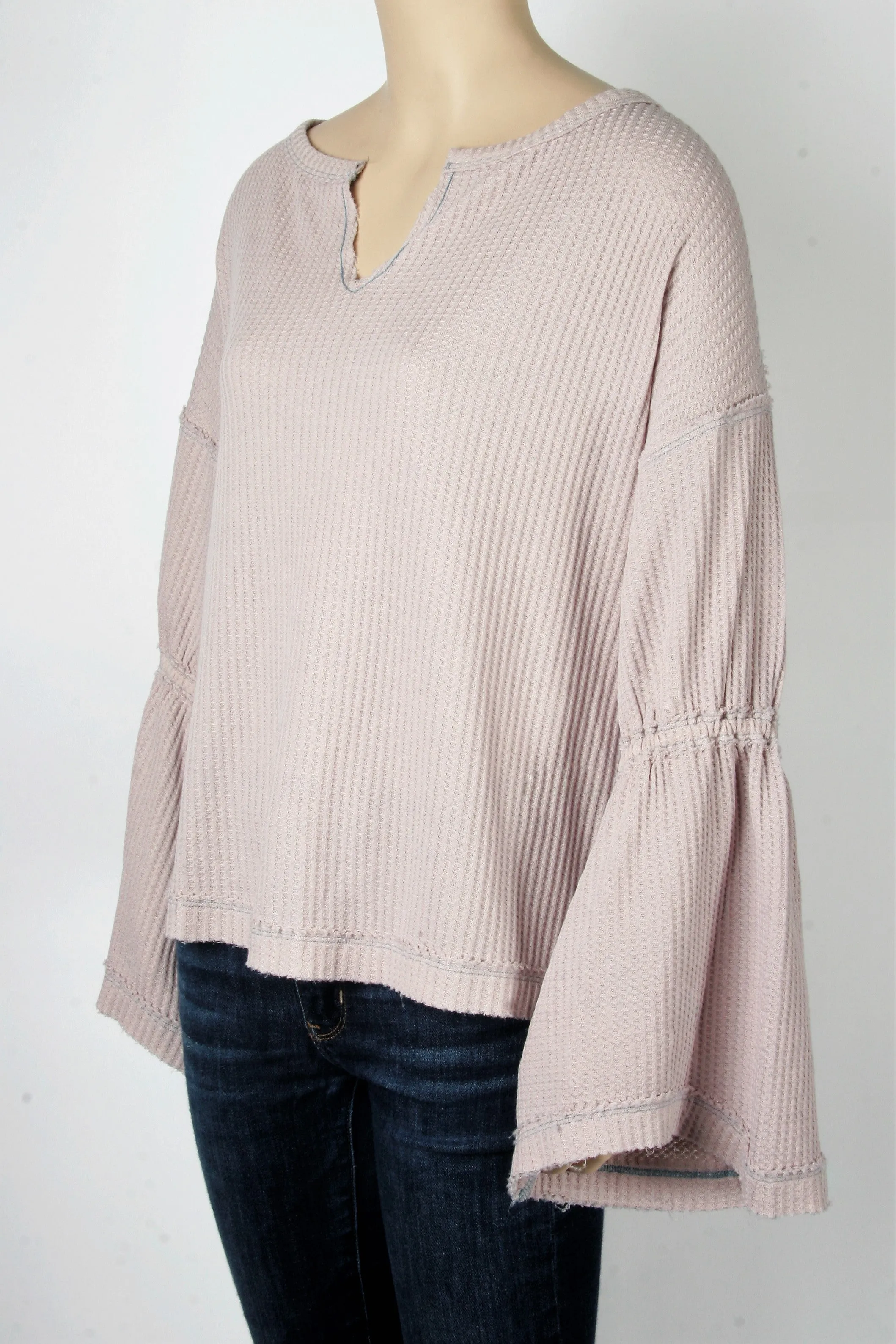 NWT Free People We The Free "Dahlia" Long Sleeve Lilac Gray Thermal-Size Medium