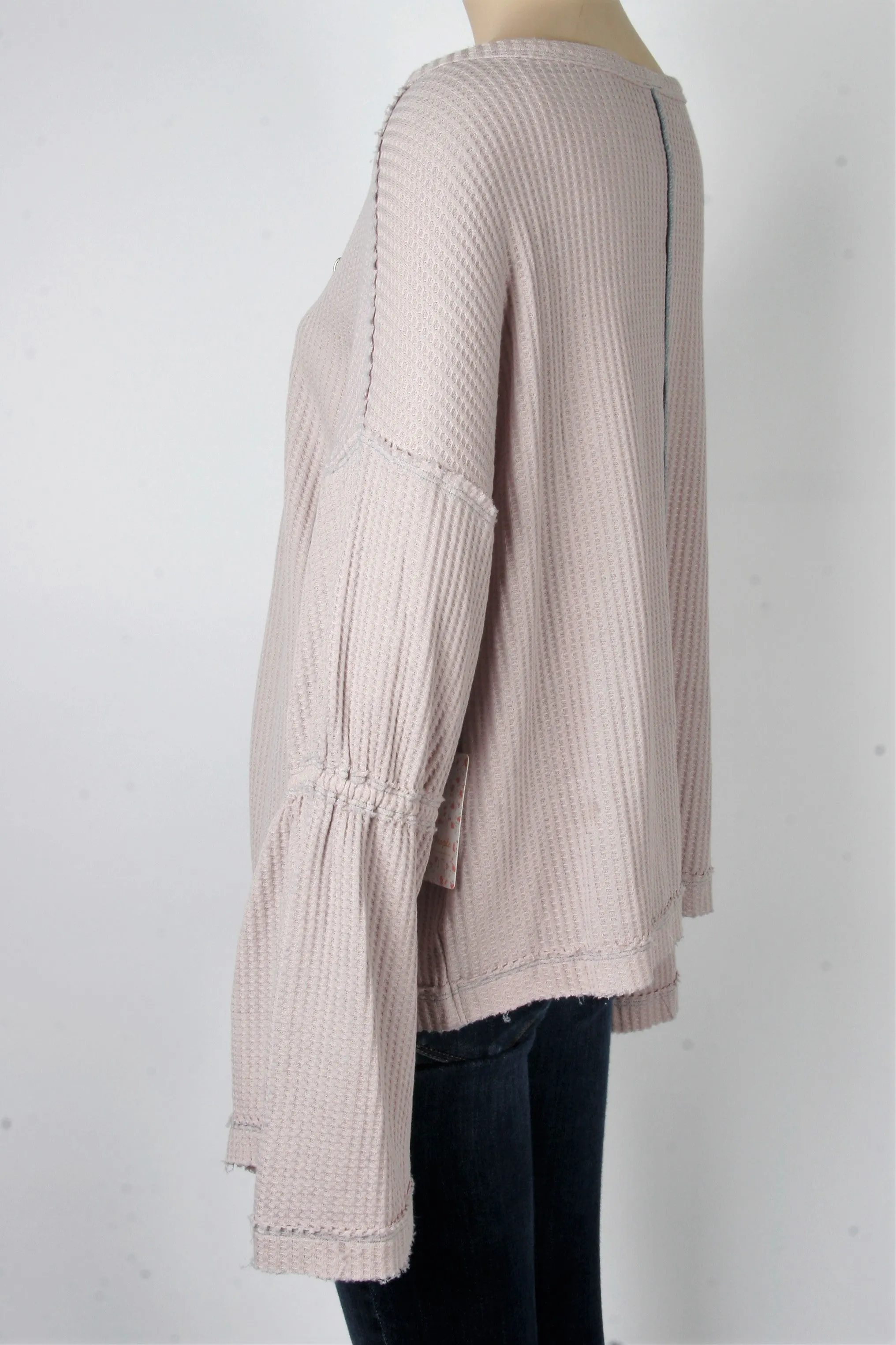 NWT Free People We The Free "Dahlia" Long Sleeve Lilac Gray Thermal-Size Medium
