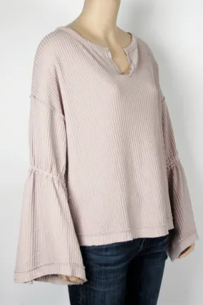 NWT Free People We The Free "Dahlia" Long Sleeve Lilac Gray Thermal-Size Medium