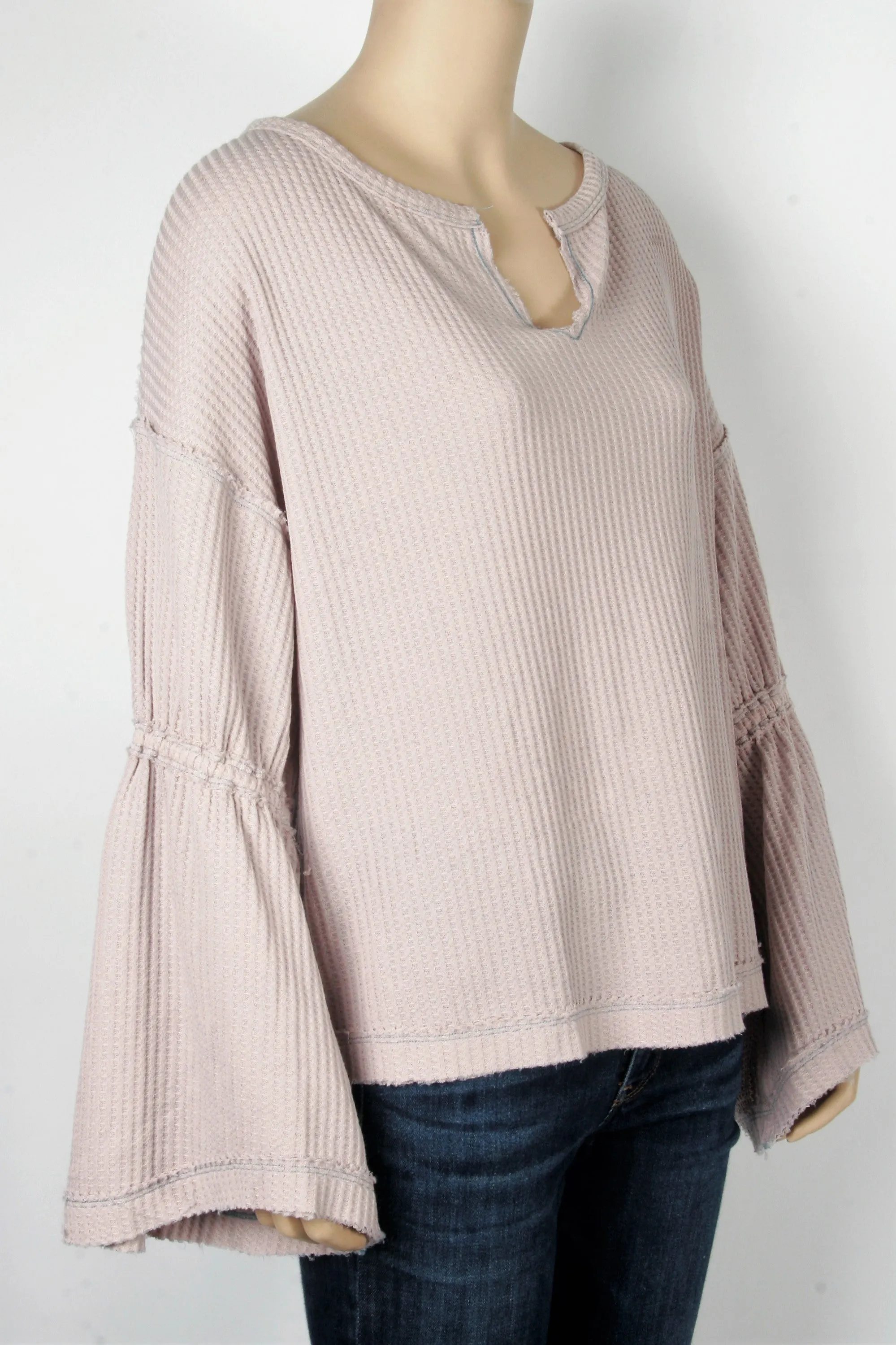 NWT Free People We The Free "Dahlia" Long Sleeve Lilac Gray Thermal-Size Medium