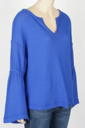 NWT Free People We The Free "Dahlia" Long Sleeve Sapphire Blue Thermal-Size Small