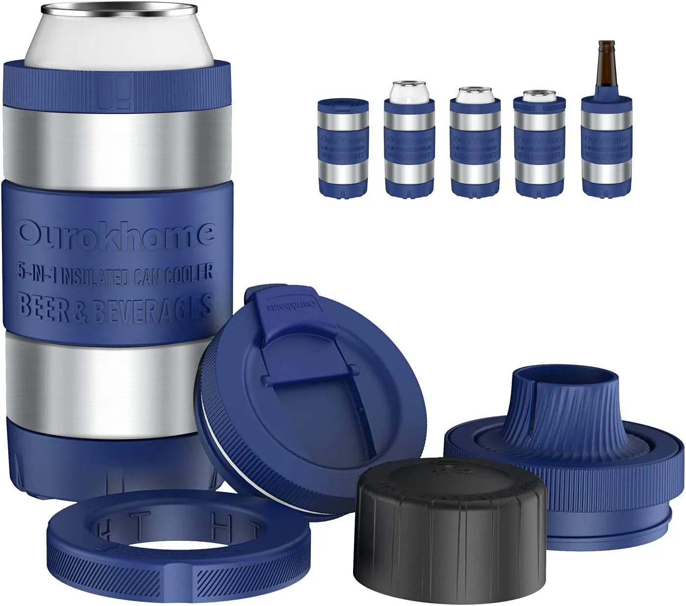 Ourokhome 5 in 1 Can Cooler with Lid