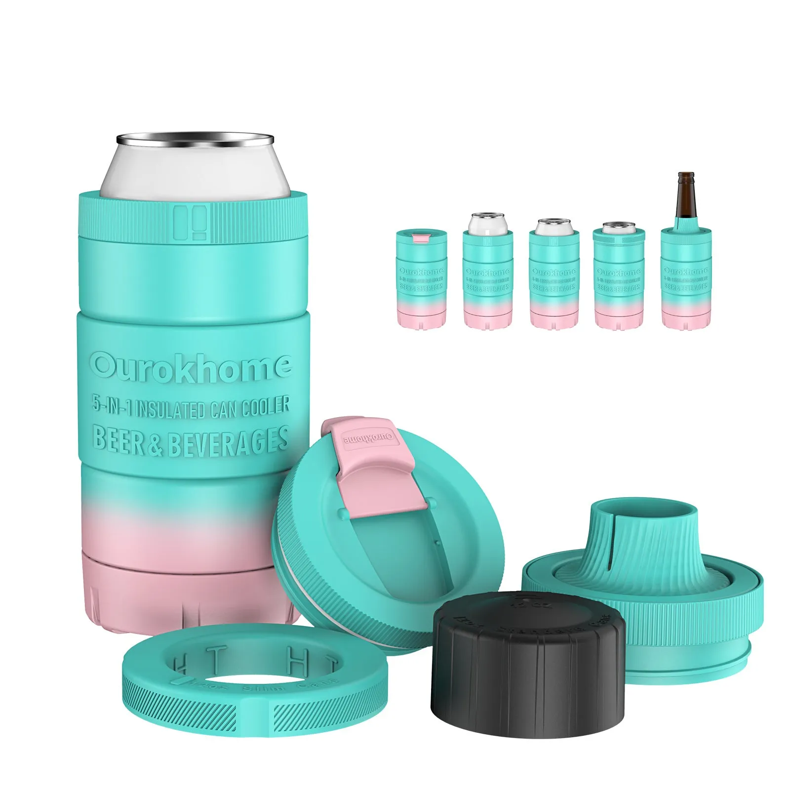 Ourokhome 5 in 1 Can Cooler with Lid