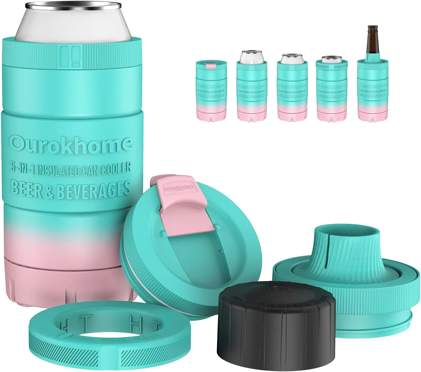 Ourokhome 5 in 1 Can Cooler with Lid
