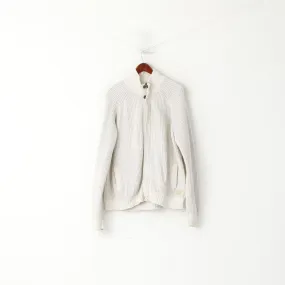 Polo Jeans Company Men XXL Sweater Beige Cotton Stretch Full Zipper Classic Top