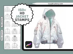 Procreate Ultimate Jacket Stamp Collection: High-Quality Stamps for Fashion Illustration - Bomber, Denim, Leather, Coat, Puffer and More