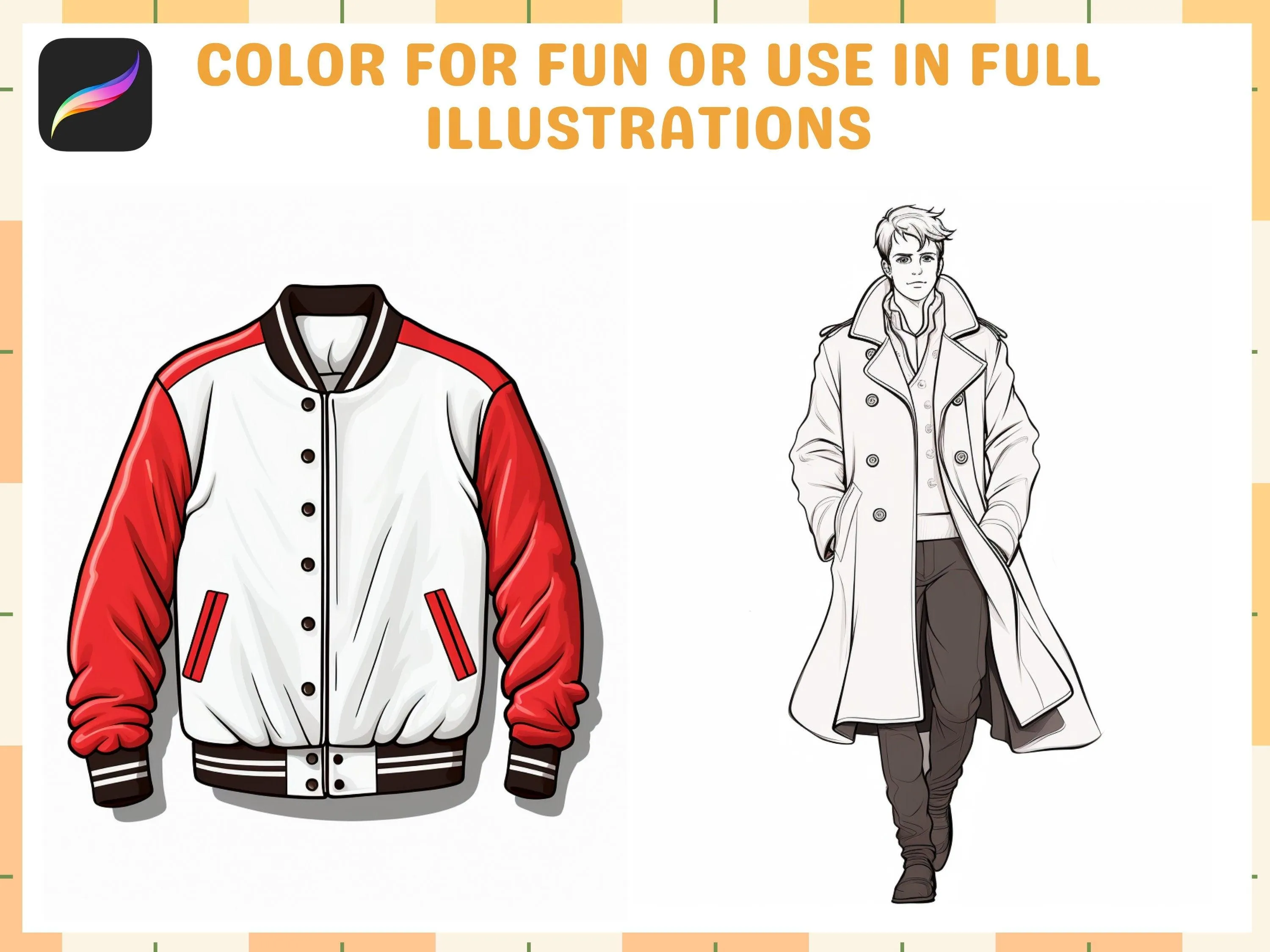 Procreate Ultimate Jacket Stamp Collection: High-Quality Stamps for Fashion Illustration - Bomber, Denim, Leather, Coat, Puffer and More