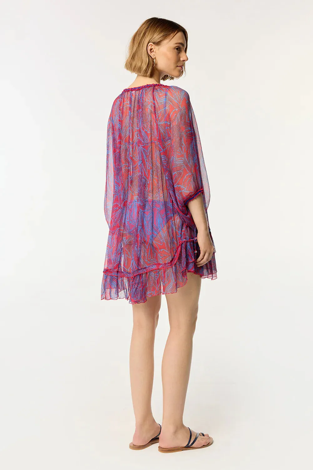 Silk Poncho Nava - Pink Pop Tiger