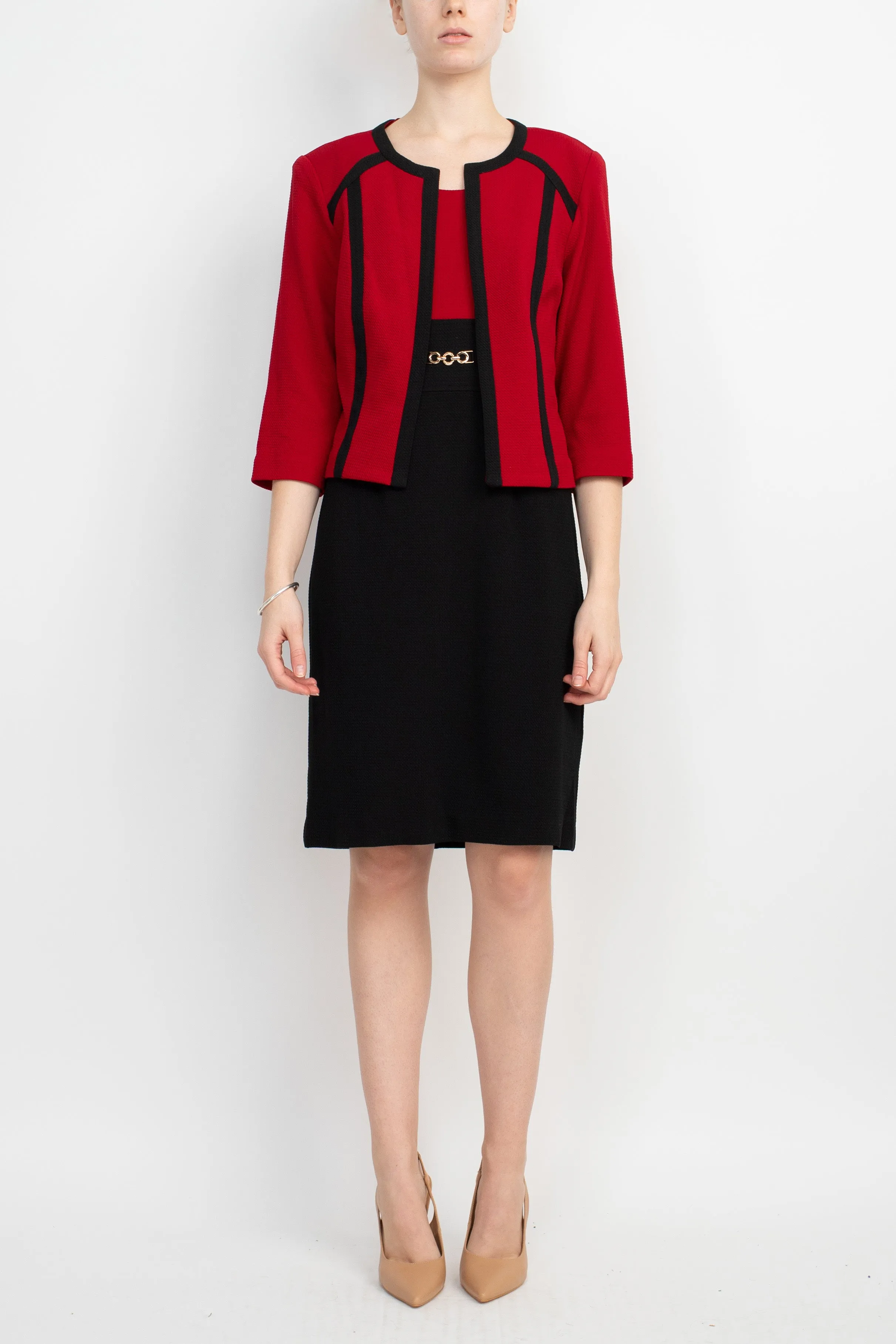 Studio One Jewel Neck Sleeveless Pull Over With 3/4 Sleeve Jacket