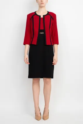 Studio One Jewel Neck Sleeveless Pull Over With 3/4 Sleeve Jacket
