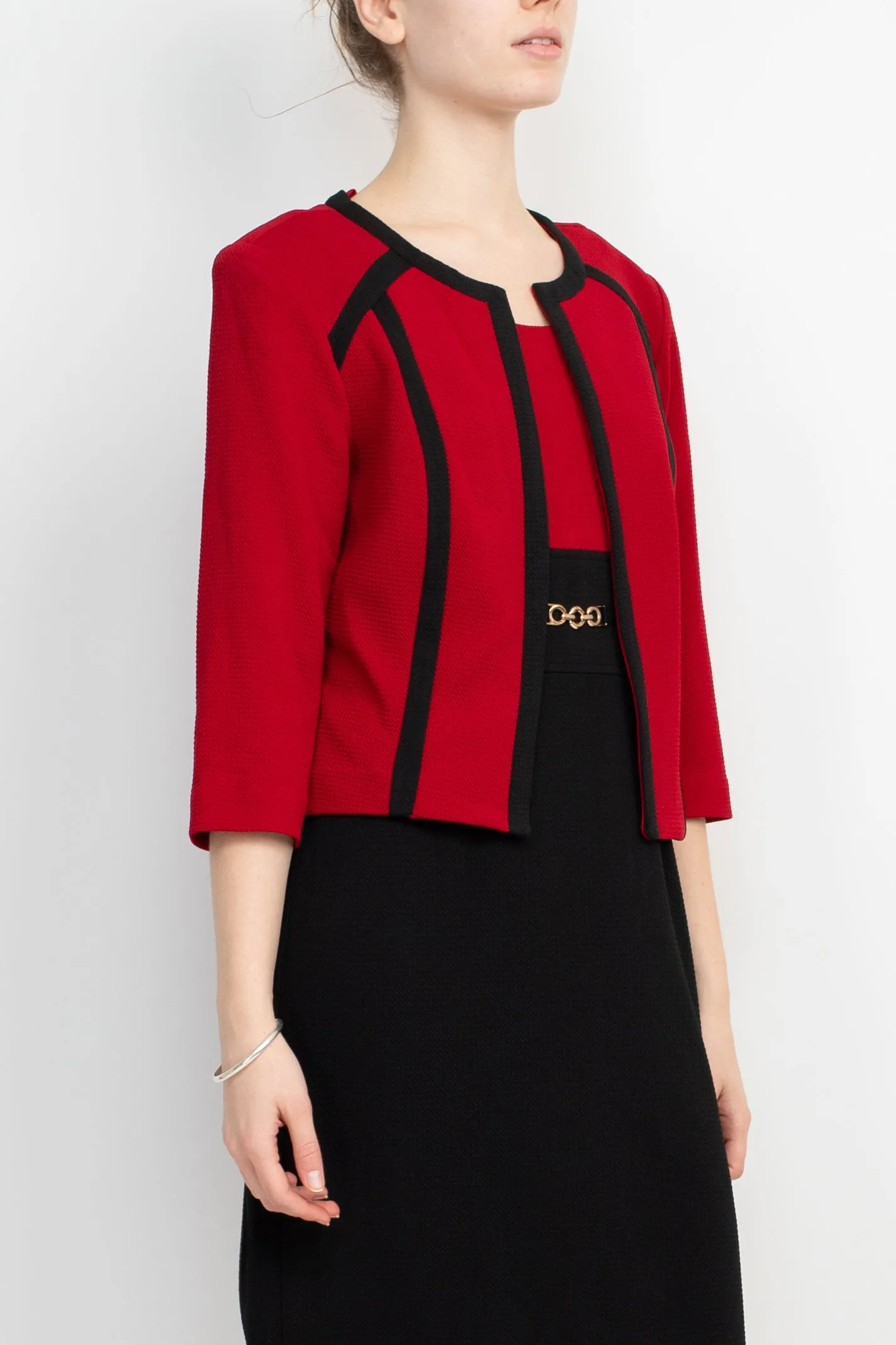 Studio One Jewel Neck Sleeveless Pull Over With 3/4 Sleeve Jacket