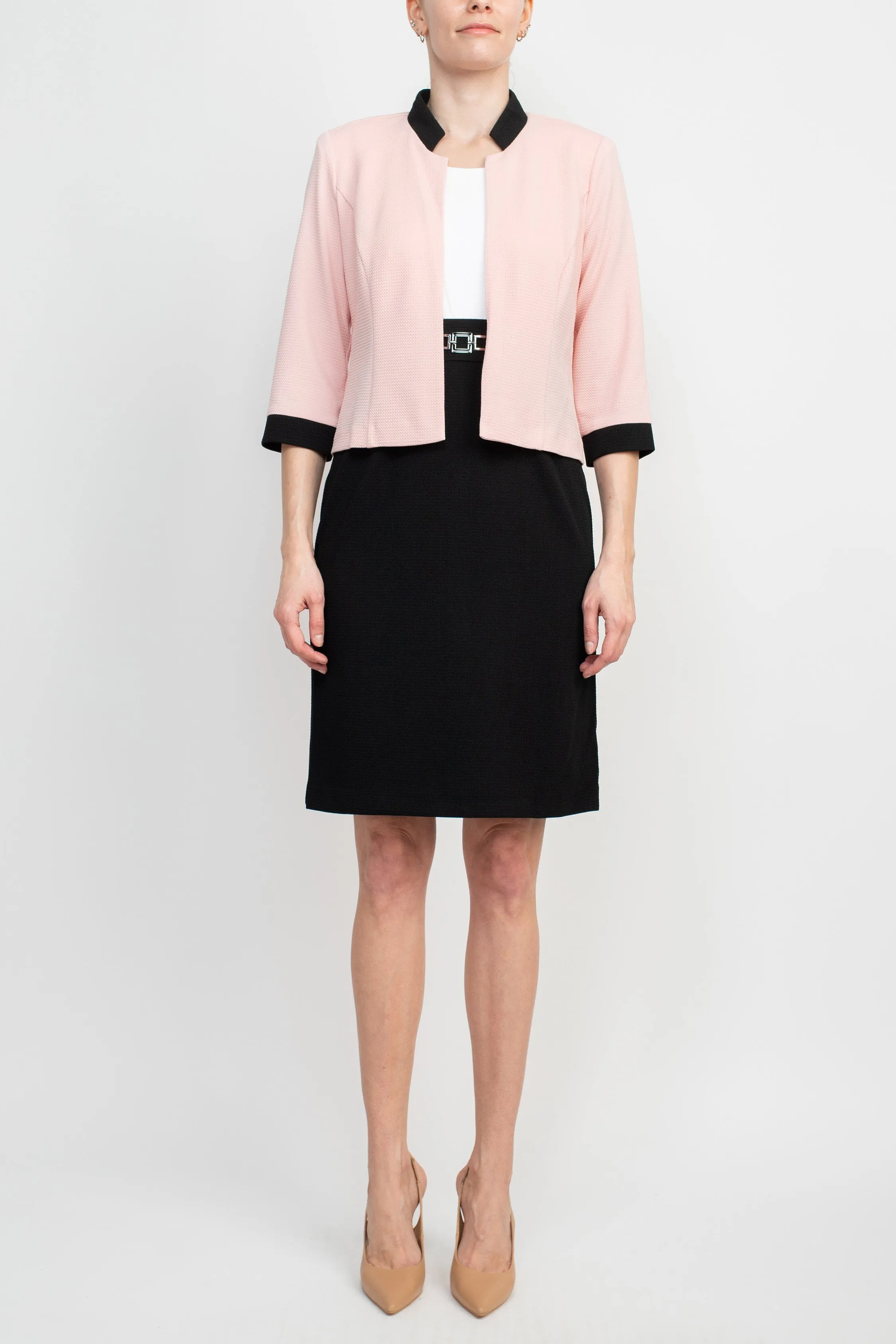 Studio One Jewel Neck Sleeveless Pull Over With 3/4 Sleeve Jacket