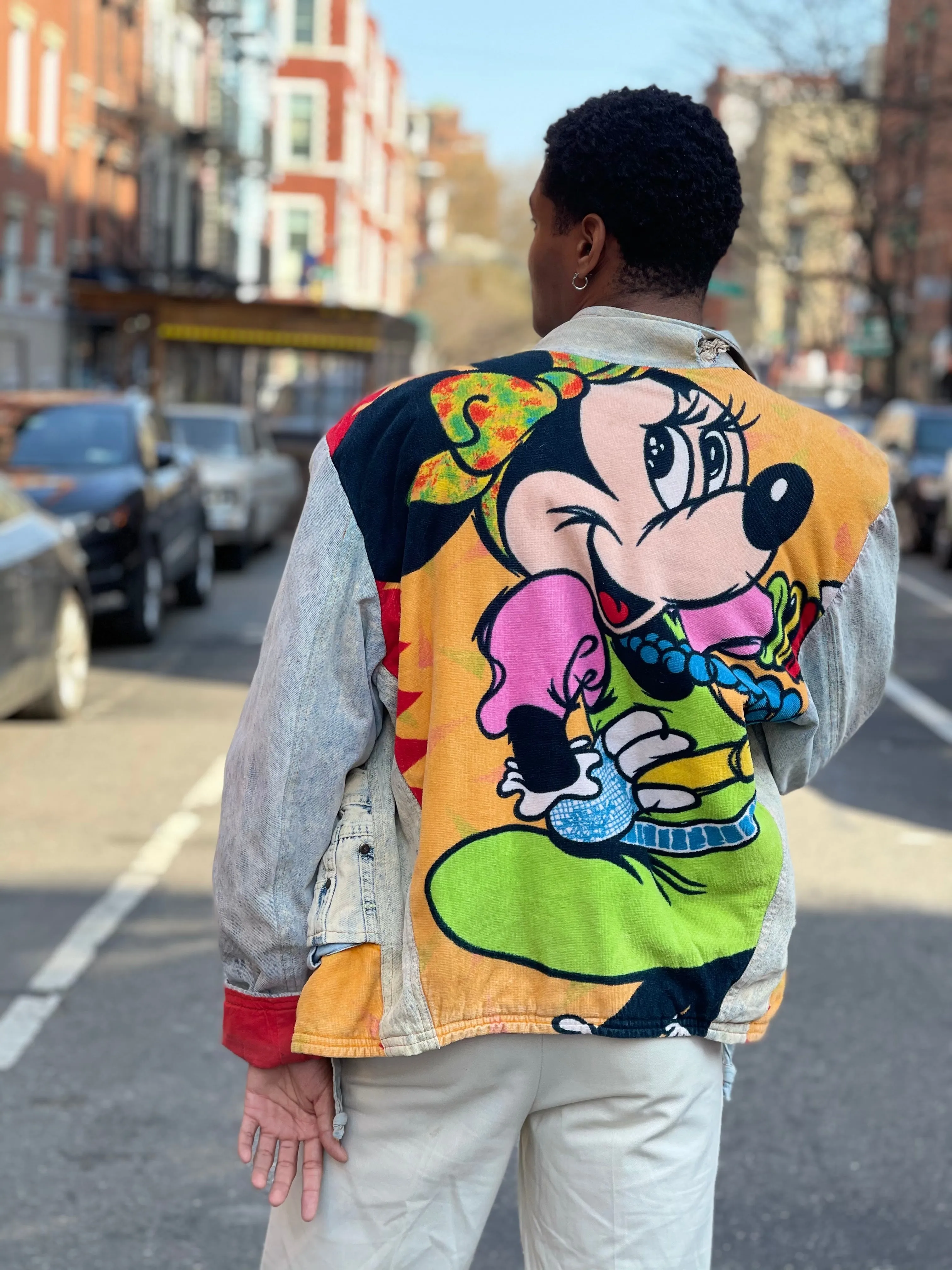 Vintage 80s Patchwork Minnie Mouse Jean Jacket