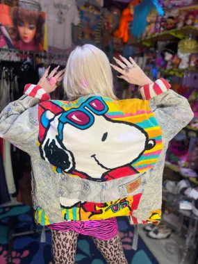 Vintage 80s Patchwork Snoopy Jean Jacket