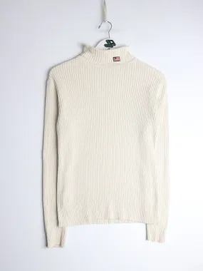 Vintage Polo Jeans Ralph Lauren Sweater Womens Small Beige Knit Turtle Neck