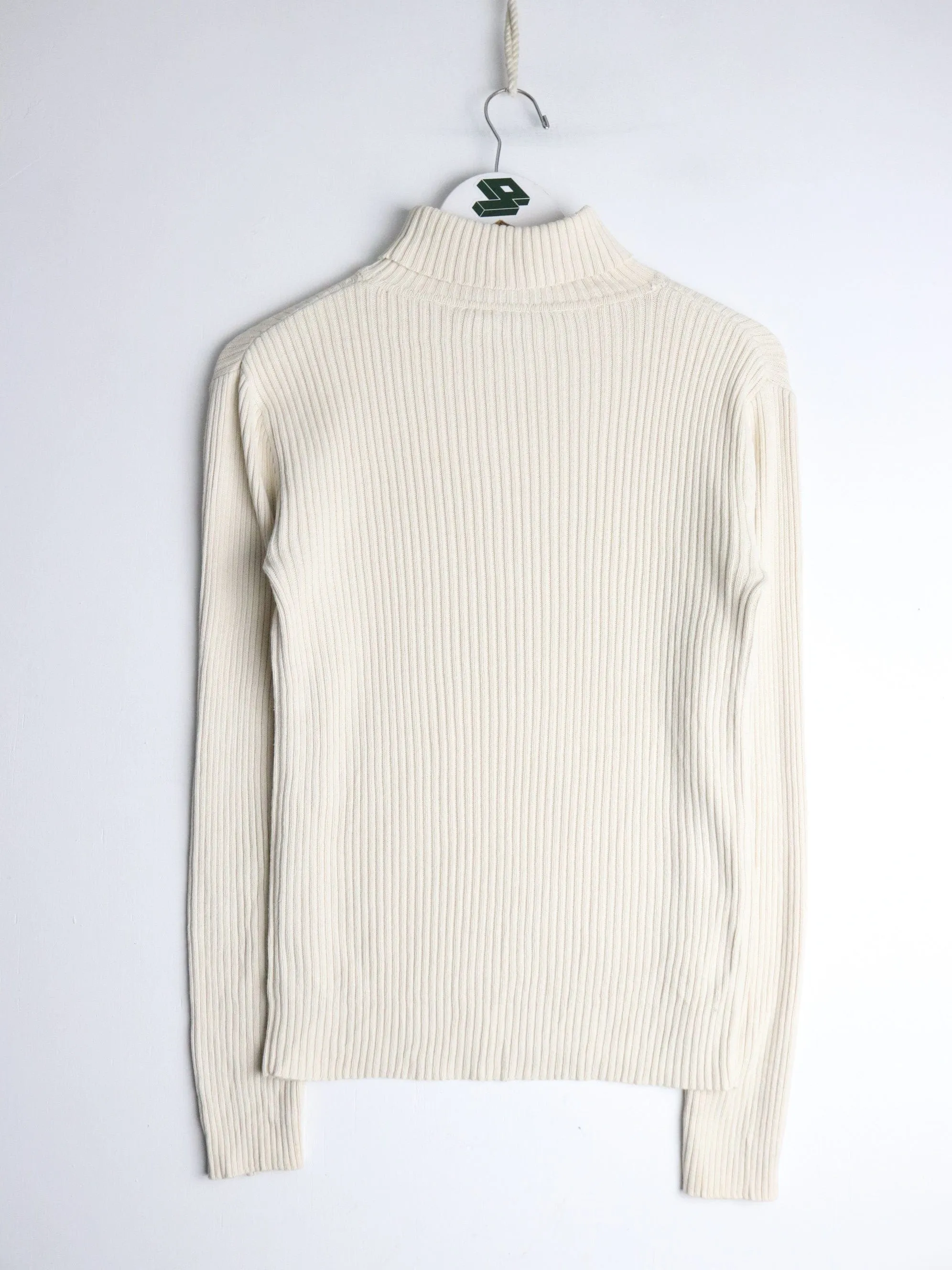 Vintage Polo Jeans Ralph Lauren Sweater Womens Small Beige Knit Turtle Neck