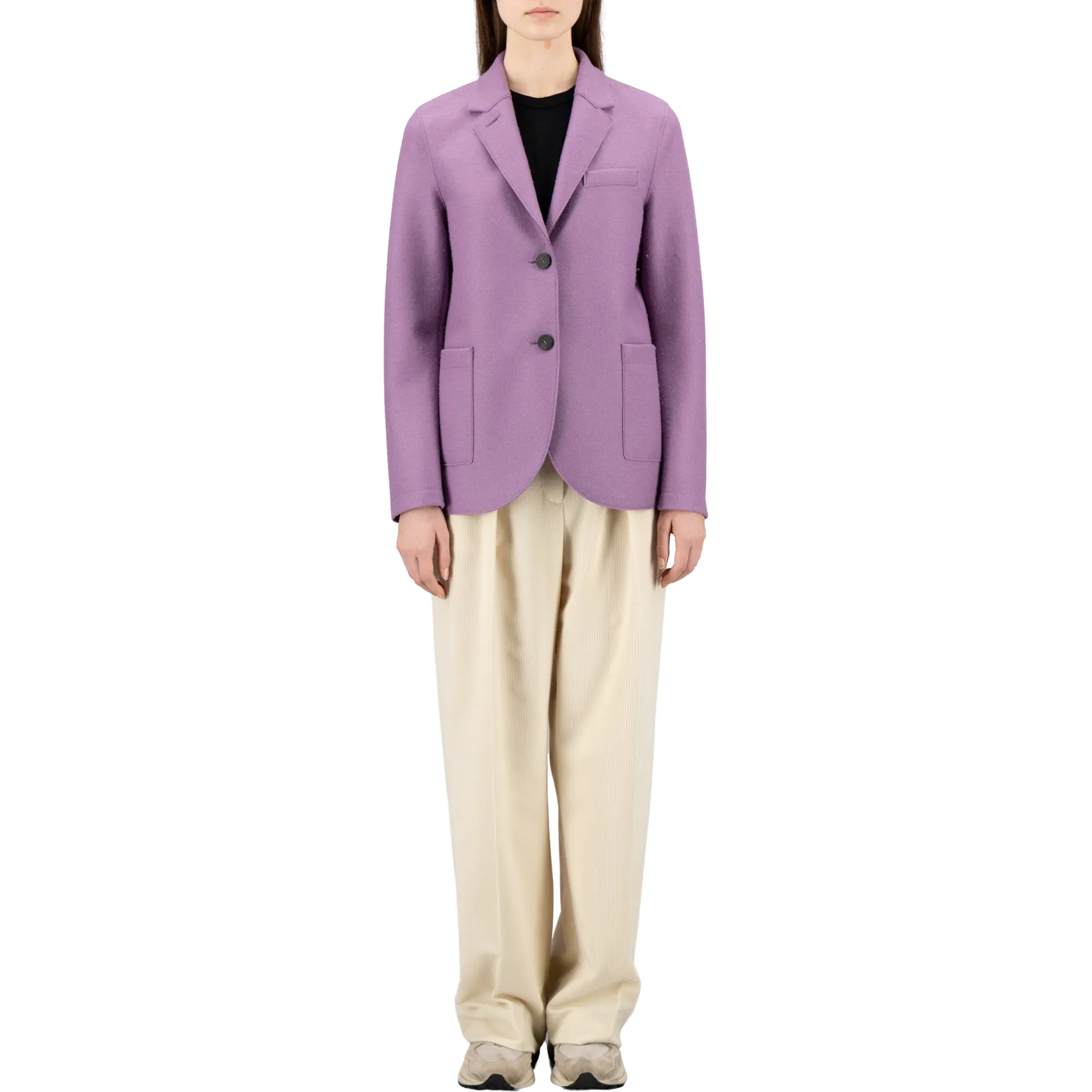 W Stand Up Collar Blazer Lt Wool, Heather