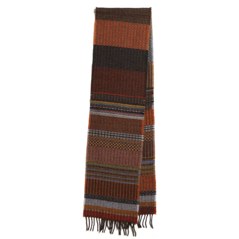 Wallace and Sewell Merino Lambswool Wainscot Rust Scarf