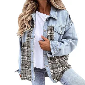 Women's Denim Jacket Classic Lapel Button Down, Spring/Fall Fashion