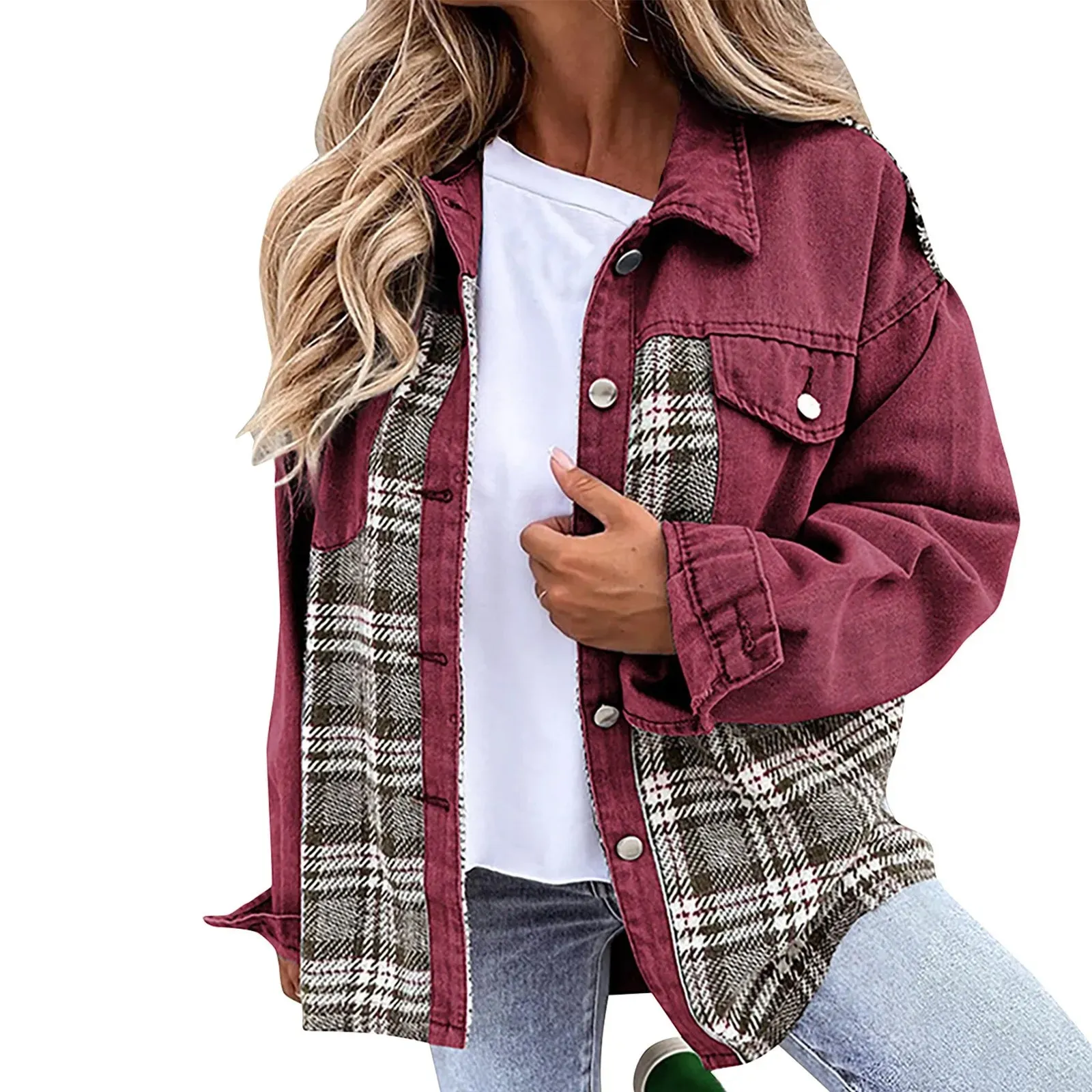 Women's Denim Jacket Classic Lapel Button Down, Spring/Fall Fashion