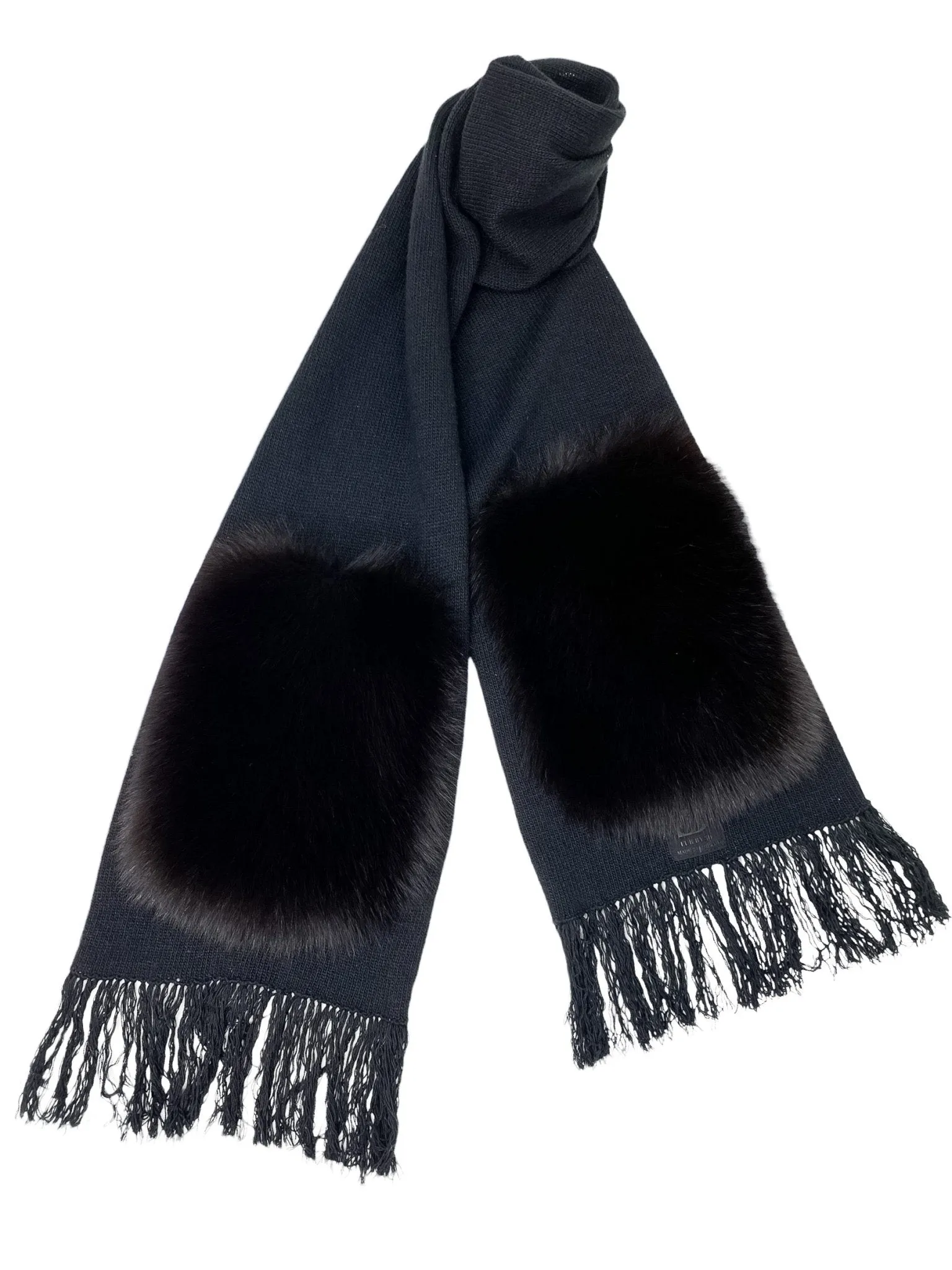 Wool Scarf With Fur Pockets