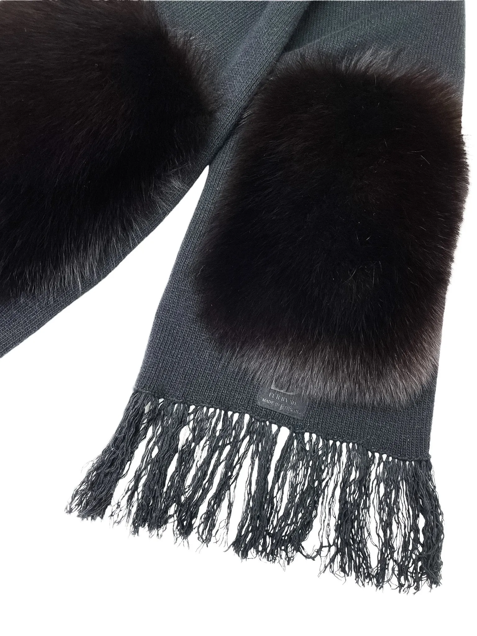 Wool Scarf With Fur Pockets